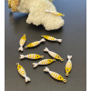 Pendentifs Poisson 18x5mm – Résine émaillée & Acier Inoxydable 304 Doré PVD