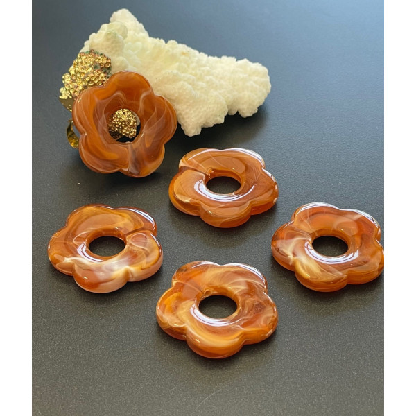 Pendentifs Fleur 25mm – Résine Acrylique Effet Marbré