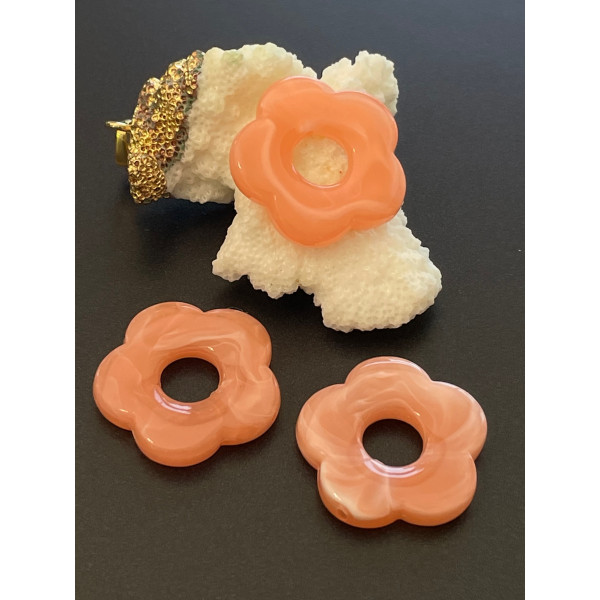 Pendentifs Fleur 26mm – Résine Acrylique Effet Marbré