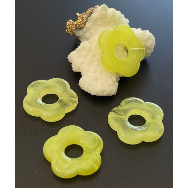 Pendentifs Fleur 26 mm – Résine Acrylique effet marbré