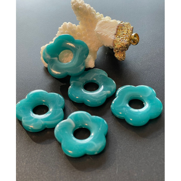 Pendentifs Résine Forme Fleur 26 mm – Effet Marbré