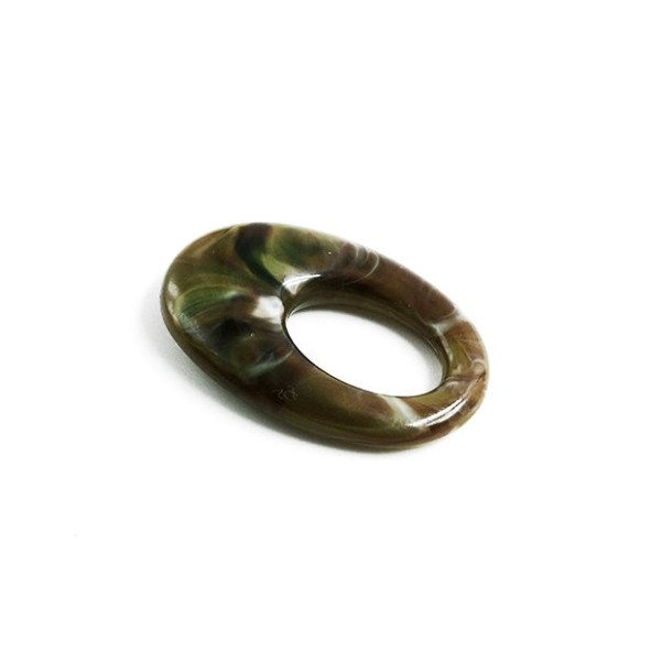 Pendentifs Acrylique – Forme Ovale Kaki Marbré 33 mm – REF4