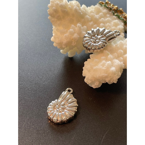 Pendentifs Coquillage Biface 3D 20mm – Acier Inoxydable 304 Argenté