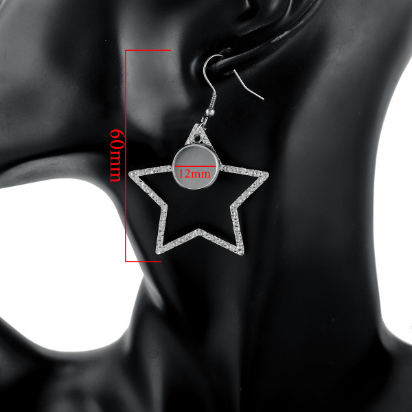 BU112408021738063268 REF 8 – Lot de 2 supports de boucles d’oreilles 12 mm avec crochet et étoile – Acier Inoxydable 304