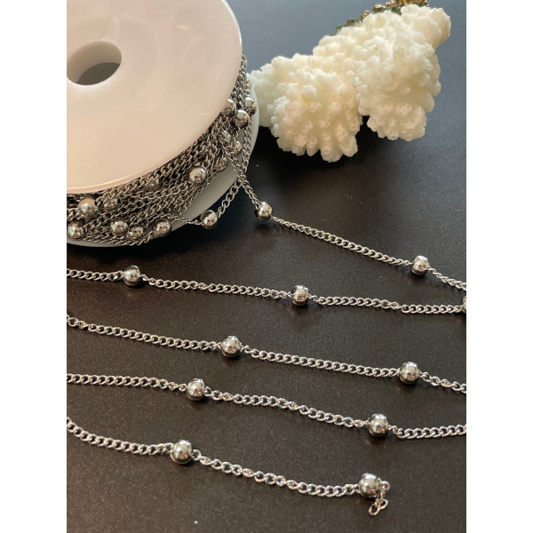 Chaîne Billes 3.5 mm – Acier Inoxydable 304 Argenté – Maille Bille