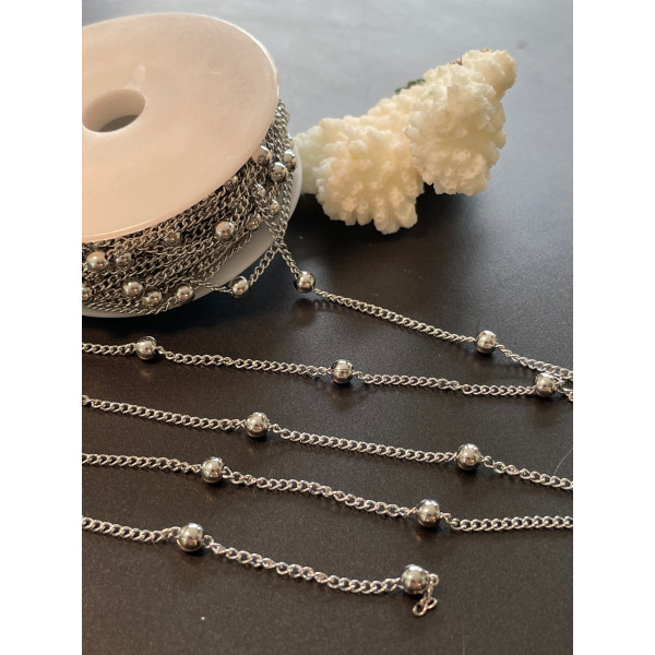 Chaîne Billes 3.5 mm – Acier Inoxydable 304 Argenté – Maille Bille