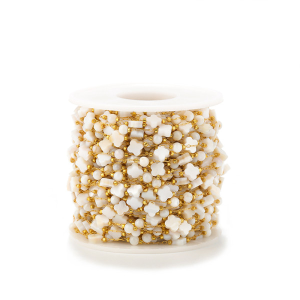 Chaînes billes et Fleur 4 et 6mm – Acier inoxydable 304 doré à l’or fin 18K