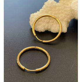 Créoles Rondes 25 mm – Épaisseur 2mm – Acier Inoxydable 316 – Finition Doré