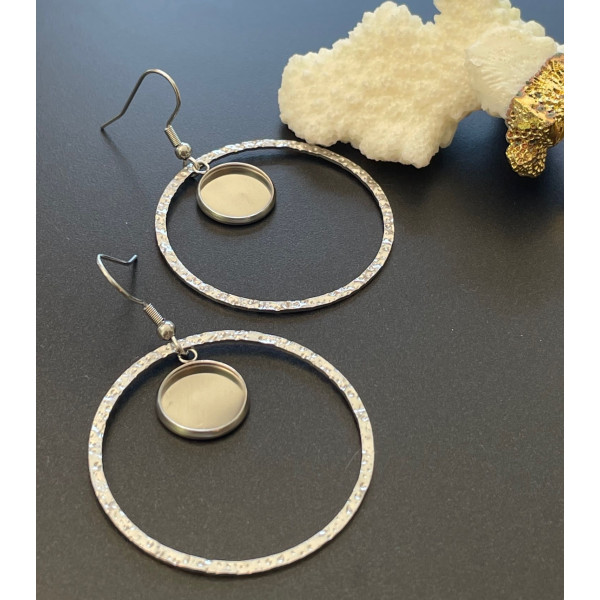 supports de boucles d’oreilles 12 mm avec crochet et cercle – Acier Inoxydable 304 finition Argentée