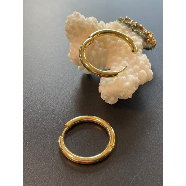 Créoles Rondes 16mm, épaisseur 2mm, Acier Inoxydable 304 finition Doré