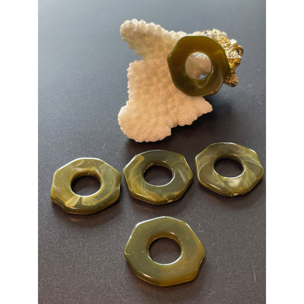 Pendentifs Résine, Acrylique forme Octogone 23mm marbré