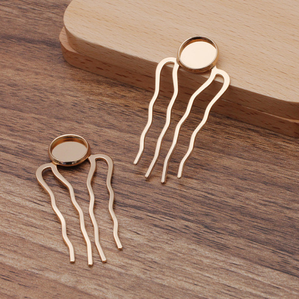 Supports de Peignes à Cheveux Rétro 25x51 mm – Pour Cabochon 12 mm – Finition Or Rose