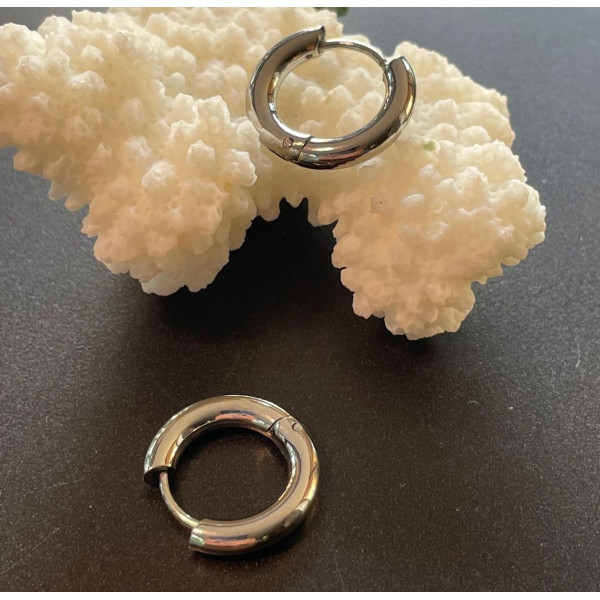 Créoles Rondes 16mm, épaisseur 3mm, Acier Inoxydable 304 finition Argenté