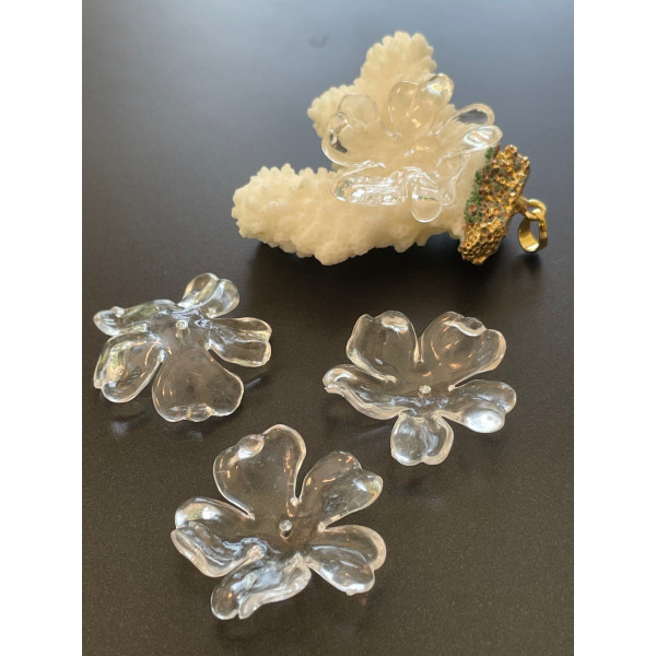 Pendentifs Fleur 35 mm – Acrylique Transparent
