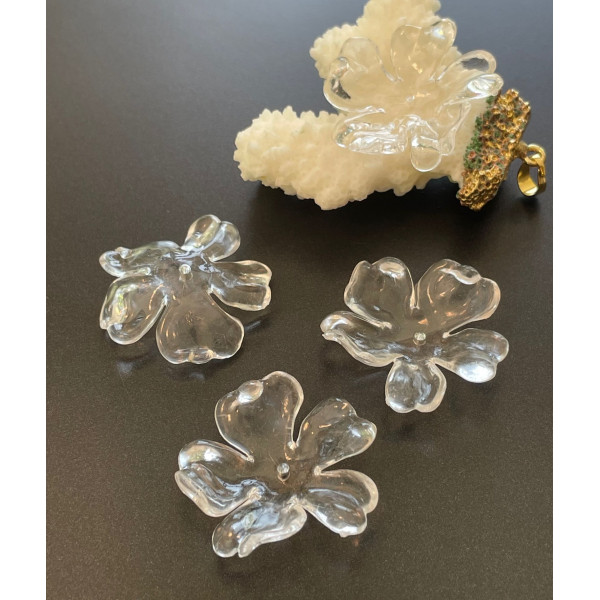 Pendentifs Fleur 35 mm – Acrylique Transparent