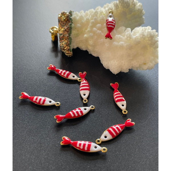 Pendentifs Poissons 18x5mm – Résine Émaillée & Acier Inoxydable 304