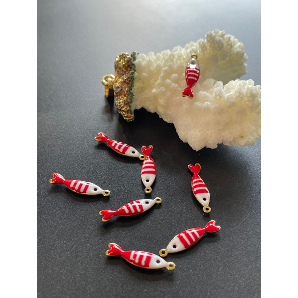 Pendentifs Poissons 18x5mm – Résine Émaillée & Acier Inoxydable 304