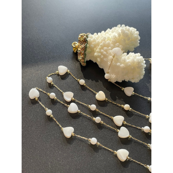 Chaînes avec Nacre billes et Coeur 4 et 6mm – Acier inoxydable 304 doré à l’or fin 18K