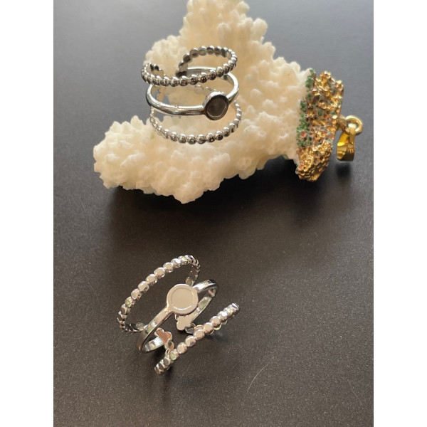 Support de Bague Triple torsade 4 mm – Acier Inoxydable 304 Argenté –  Ajustable