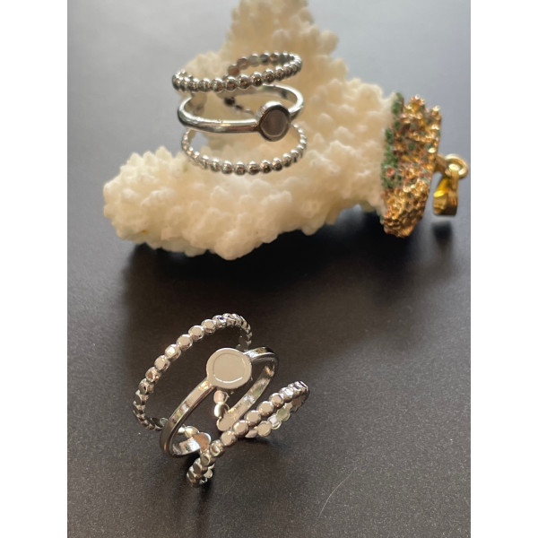 Support de Bague Triple torsade 4 mm – Acier Inoxydable 304 Argenté –  Ajustable