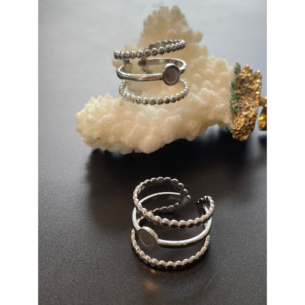 Support de Bague Triple torsade 4 mm – Acier Inoxydable 304 Argenté –  Ajustable