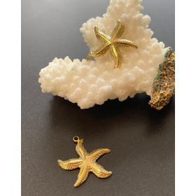 Pendentif étoile de mer 19 mm – Acier Inoxydable 304 doré à l’or fin 14K, placage IONIQUE