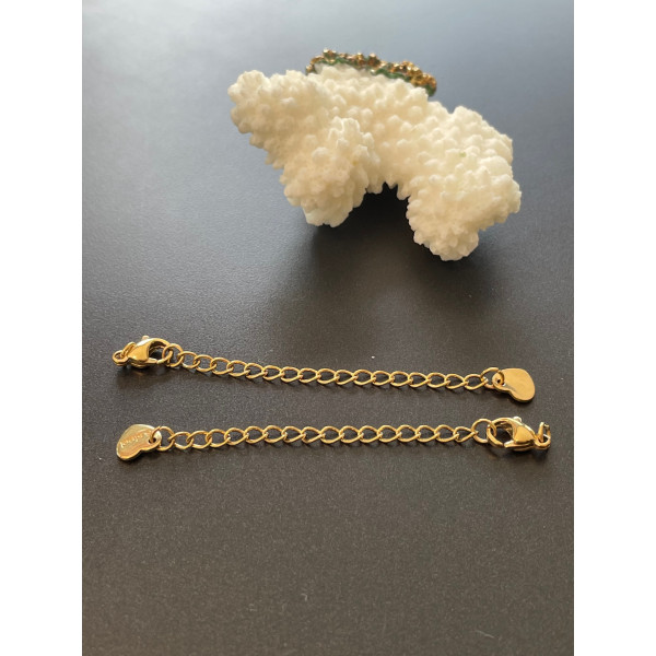 Chaînes d’extension avec fermoir mousqueton 9 mm et cœur – Acier inoxydable 304, doré à l’or fin 24K