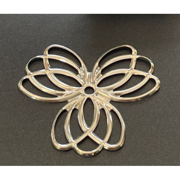 Pendentifs multiconnecteur, FLEUR metal couleur ARGENT PLATINE