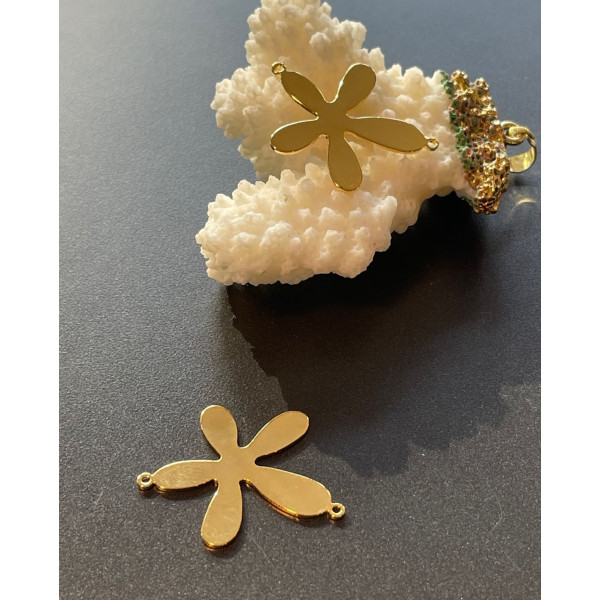 Pendentifs, connecteur Flower Power, Cuivre couleur Doré