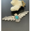 Pendentif connecteur OISEAU ARIZONA DREAM 9.1cm VIEIL ARGENT avec cabochon imitation turquoise