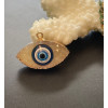 Pendentif Oeil de protection Résine style émaillés 3 par 2cm  coloris Blanc et Doré