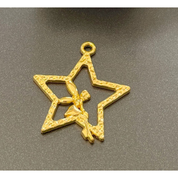 Pendentifs Fées sur Etoile 28 mm métal coloris Doré