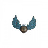 Pendentifs COEUR avec AILE PATINE ANCIENNE metal couleur Bronze