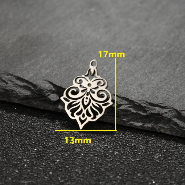 Pendentifs Arabesque 17 mm – Acier inoxydable 304, finition argentée