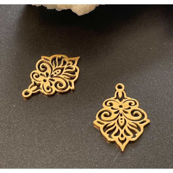 Pendentif Arabesque 17 mm – Acier inoxydable 304, finition Dorée