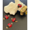 Connecteurs – Coccinelle 19 mm – Résine émaillée, laiton doré à l’or fin
