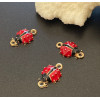 BU11170208163048 – Lot de 4 ou 8 Connecteurs – Coccinelle 19 mm – Résine émaillée, laiton doré à l’or fin 18k