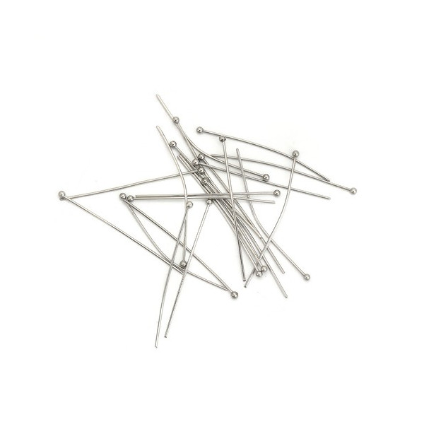 Tiges à Tête Ronde 45mm x 0.6mm – Acier Inoxydable 304 Argenté
