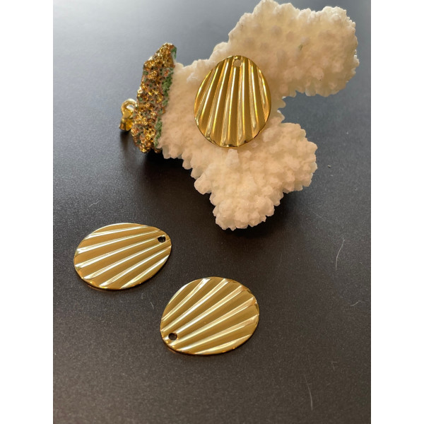 Pendentifs Éventail, Coquille Saint-Jacques 21 mm – Acier Inoxydable 304 Doré 18K