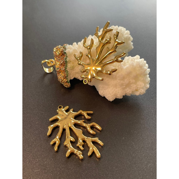 Pendentif Corail 20mm – Acier Inoxydable 304 Doré à l'or fin 18K