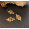 Estampes, pendentif Feuille filigrane 12.5mm, couleur Doré