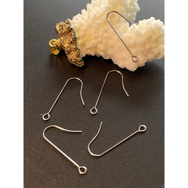 Crochets Boucles d'Oreille 40mm – Acier Inoxydable 316L Argenté