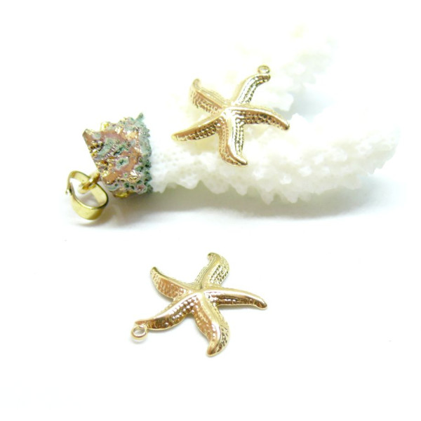 Pendentif Étoile de mer 19mm – Acier Inoxydable 304 Doré à l’or fin 14K IONIQUE