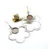 Supports de Boucles d'oreille 12mm, avec Crochet et Fleur, Acier Inoxydable 304 Argent