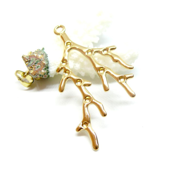 Pendentif Branche de Corail 59mm – Acier Inoxydable 304 Doré Placage IONIQUE
