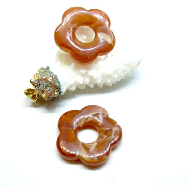 Pendentifs Fleur 25mm – Résine Acrylique Effet Marbré