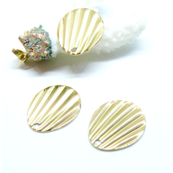 Pendentifs Éventail, Coquille Saint-Jacques 21 mm – Acier Inoxydable 304 Doré 18K