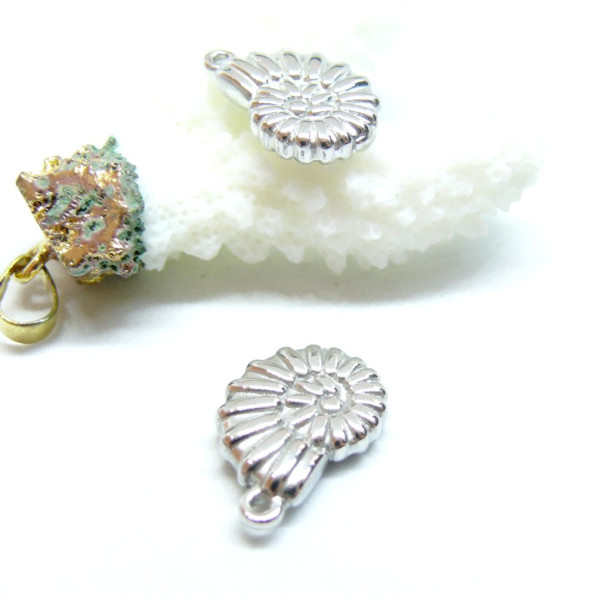 Pendentifs Coquillage Biface 3D 20mm – Acier Inoxydable 304 Argenté