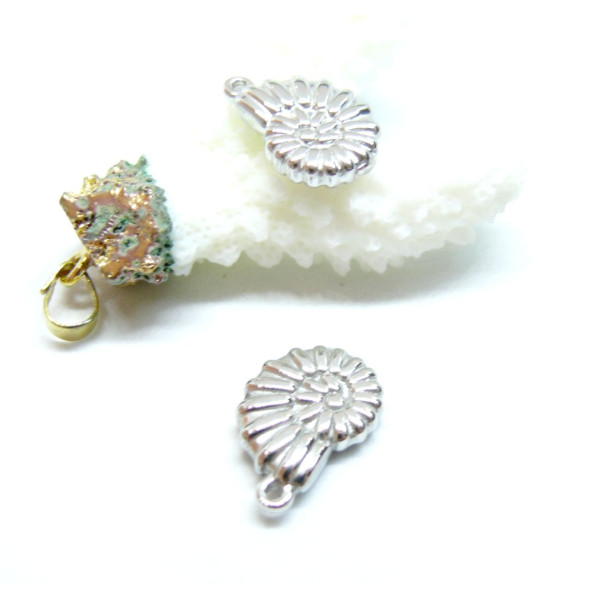 Pendentifs Coquillage Biface 3D 20mm – Acier Inoxydable 304 Argenté