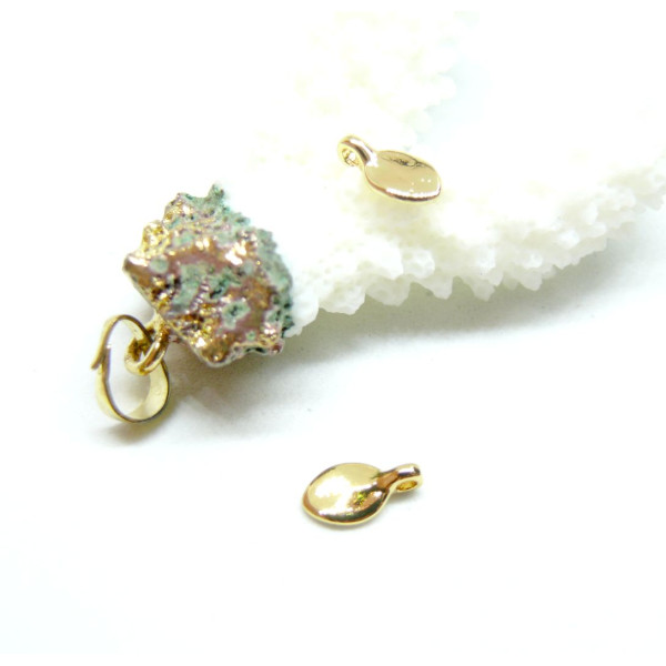 Pendentifs – Anneau transversale forme Feuille 10 mm – Laiton, doré à l’or fin 18K